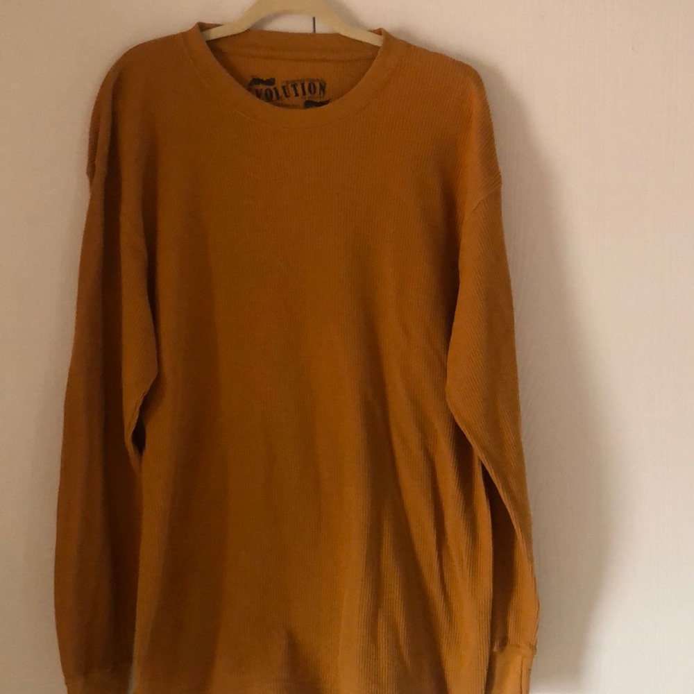 Men’s fall Cotton base layer Evolution thermal Mustard yellow Long Sleeve Shirt